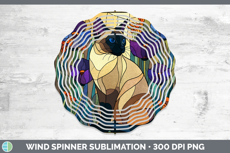 Siamese Cat Wind Spinner Cats Stained Glass Wild Flowers Sub