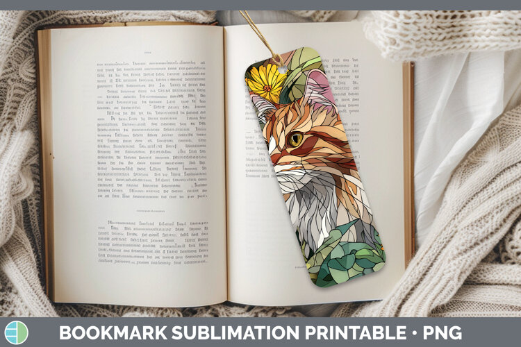 GorgeousCats Stained Glass Wild Flowers Bookmark design.