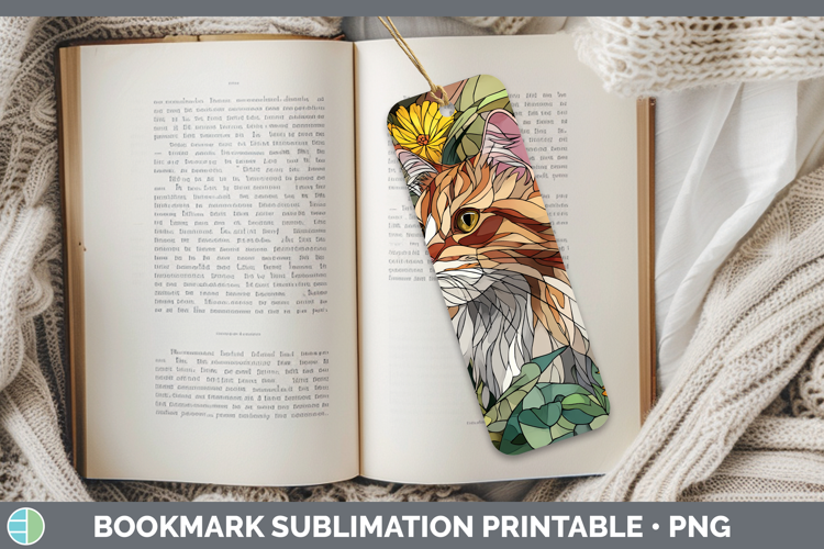 Siberian Cat Bookmark Cats Stained Glass Wild Flowers Sublim