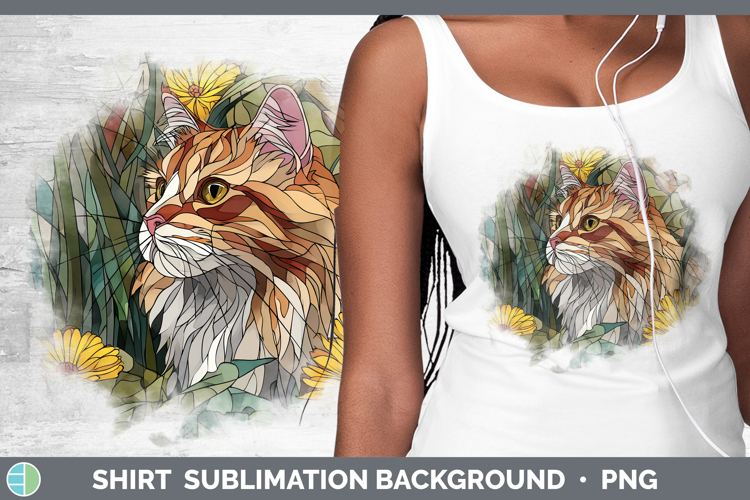 Siberian Cat Shirt Cats Stained Glass Wild Flowers Sublimati