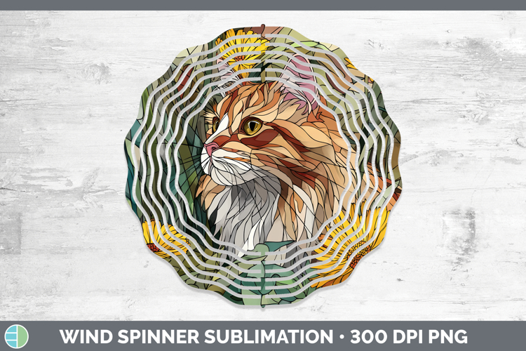 Siberian Cat Wind Spinner Cats Stained Glass Wild Flowers Su