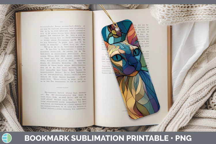 Sphynx Cat Bookmark Cats Stained Glass Wild Flowers Sublimat