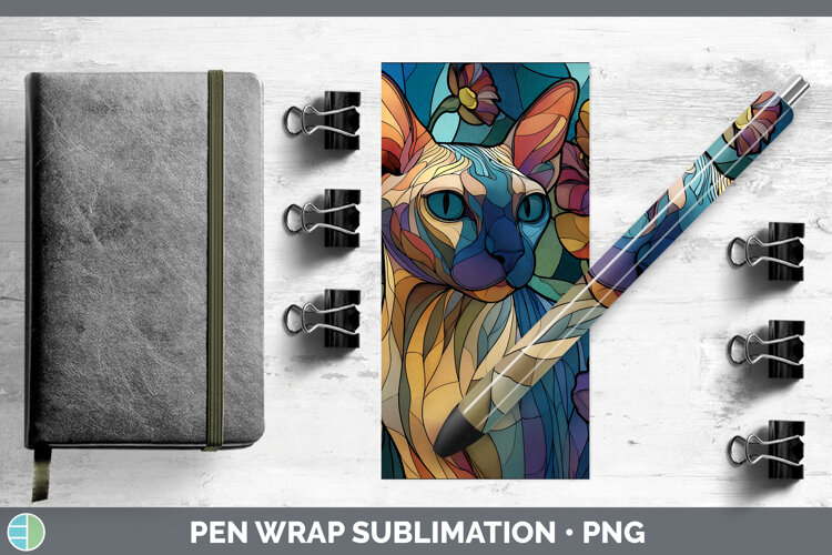 GorgeousCats Stained Glass Wild Flowers Pen Wrap design.