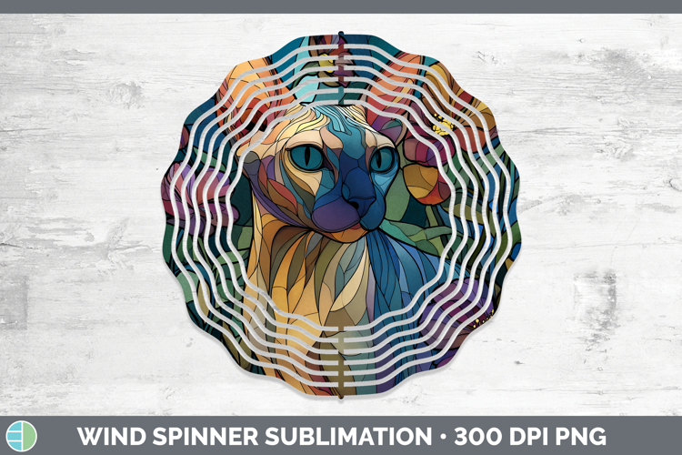 Sphynx Cat Wind Spinner Cats Stained Glass Wild Flowers Subl