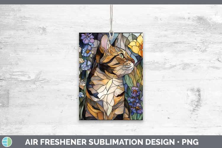 Tabby Cat Air Freshener Cats Stained Glass Wild Flowers Subl