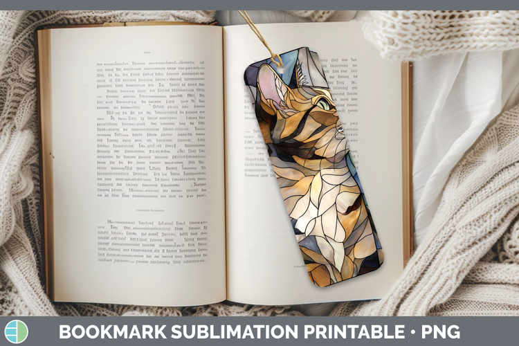Tabby Cat Bookmark Cats Stained Glass Wild Flowers Sublimati