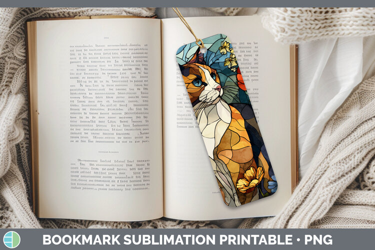 GorgeousCats Stained Glass Wild Flowers Bookmark design.