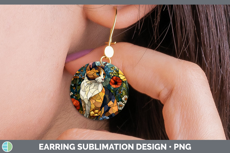 Tortoiseshell Cat Round Earrings Cats Stained Glass Wild Flo