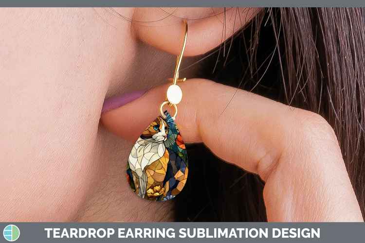 Tortoiseshell Cat Teardrop Earrings Cats Stained Glass Wild