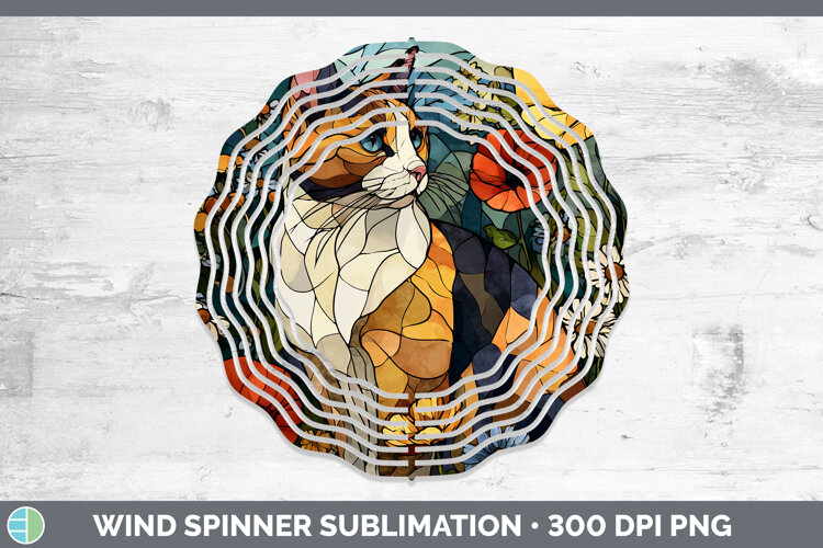 GorgeousCats Stained Glass Wild Flowers Wind Spinner design.