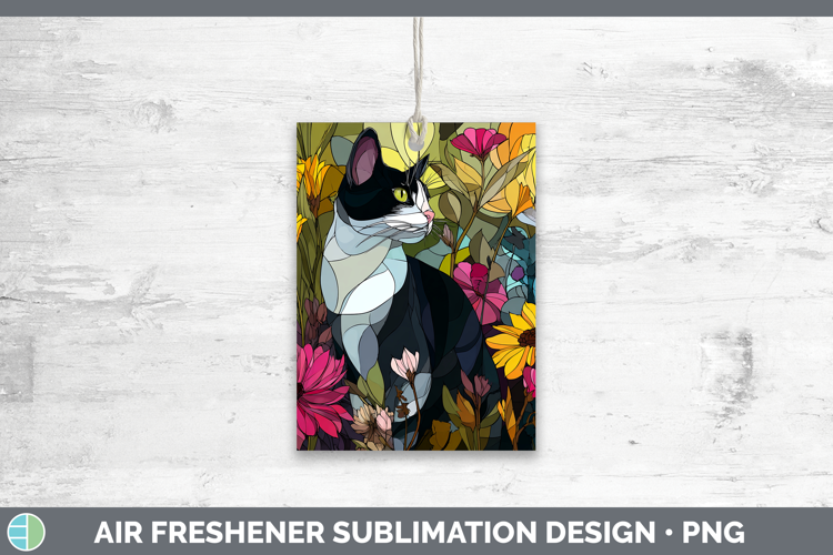 Tuxedo Cat Air Freshener Cats Stained Glass Wild Flowers Sub