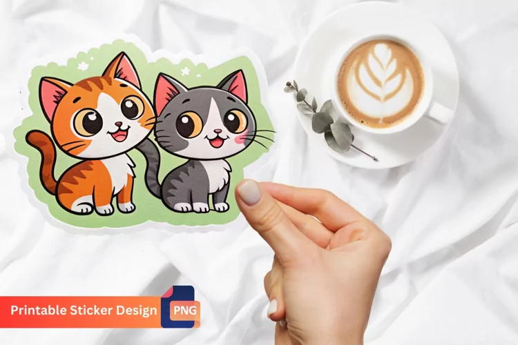 Cats Sticker, Cute Cat Art, Animal Sticker, Funny Cat Decal