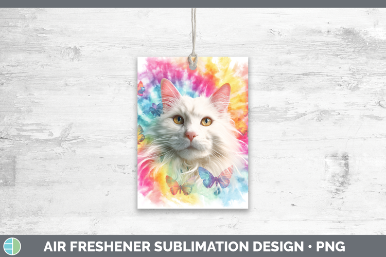 Angora Cats Tie Dye Air Freshener Sublimation Design