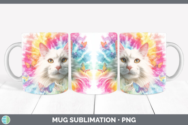 GorgeousCats Tie Dye Mug Wrap design.