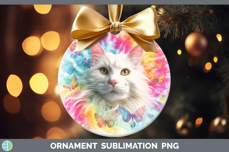 Angora Cats Tie Dye Ornament Sublimation Design
