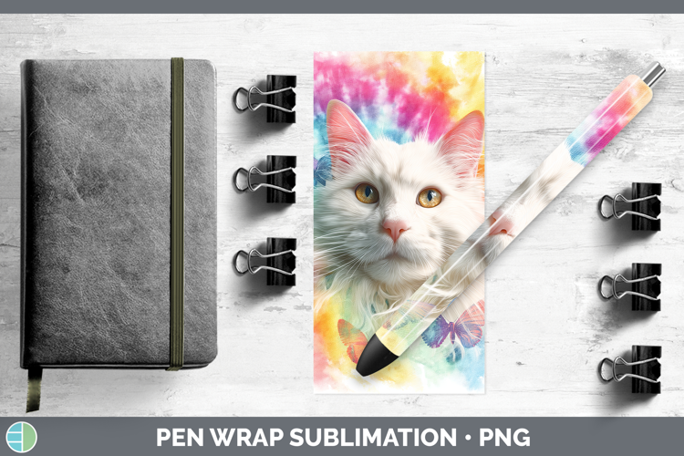 Angora Cats Tie Dye Pen Wrap Sublimation Design