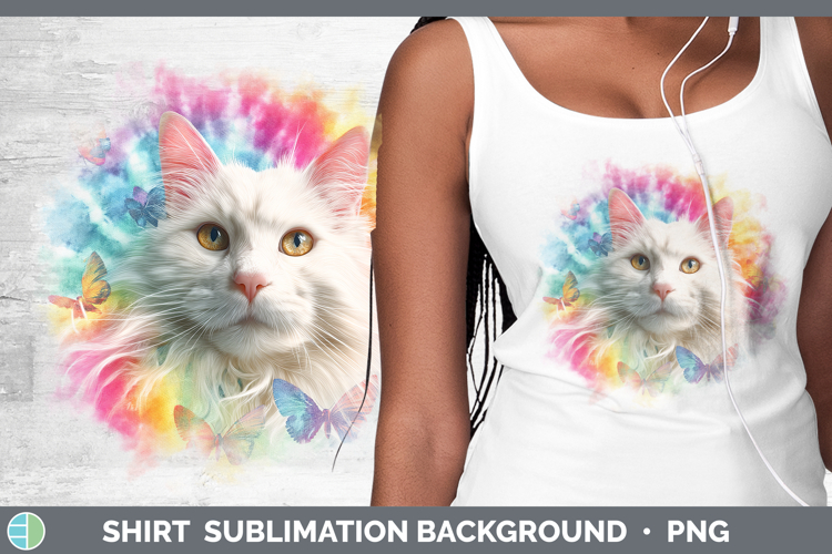 Angora Cats Tie Dye Shirt Sublimation Design