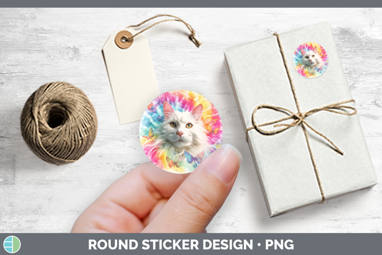 Angora Cats Tie Dye Stickers Design