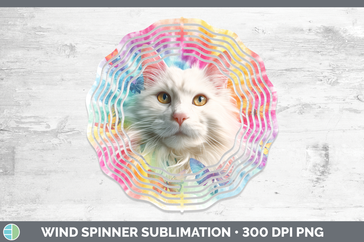Angora Cats Tie Dye Wind Spinner Sublimation Design