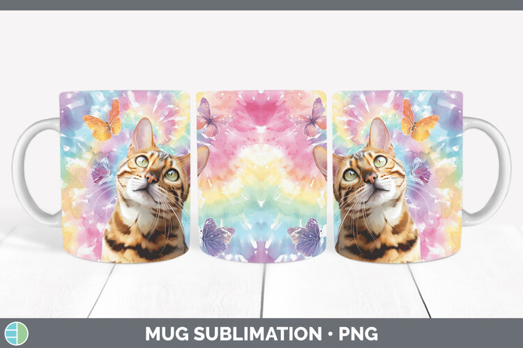 GorgeousCats Tie Dye Mug Wrap design.
