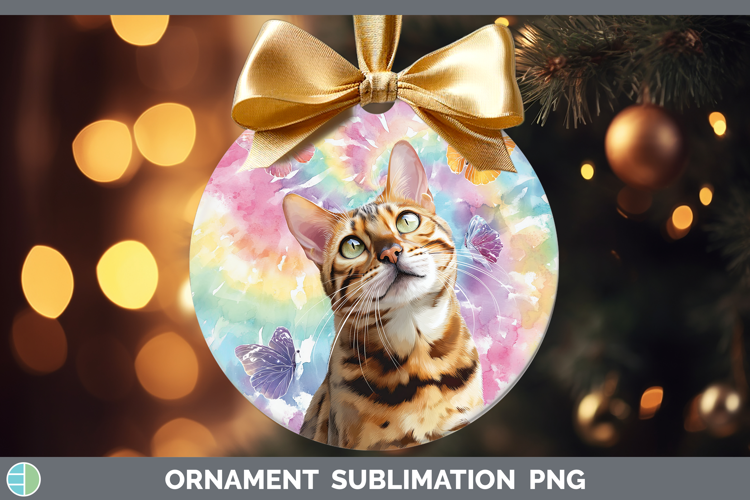 Bengal Cats Tie Dye Ornament Sublimation Design