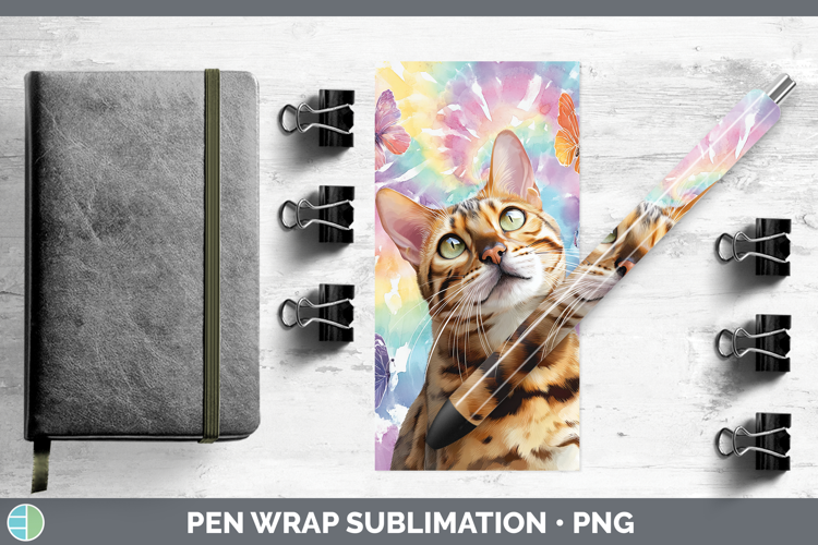 Bengal Cats Tie Dye Pen Wrap Sublimation Design
