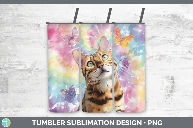 Bengal Cats Tie Dye Tumbler Sublimation Design