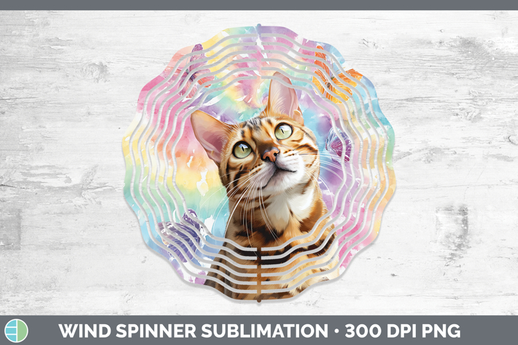 Bengal Cats Tie Dye Wind Spinner Sublimation Design