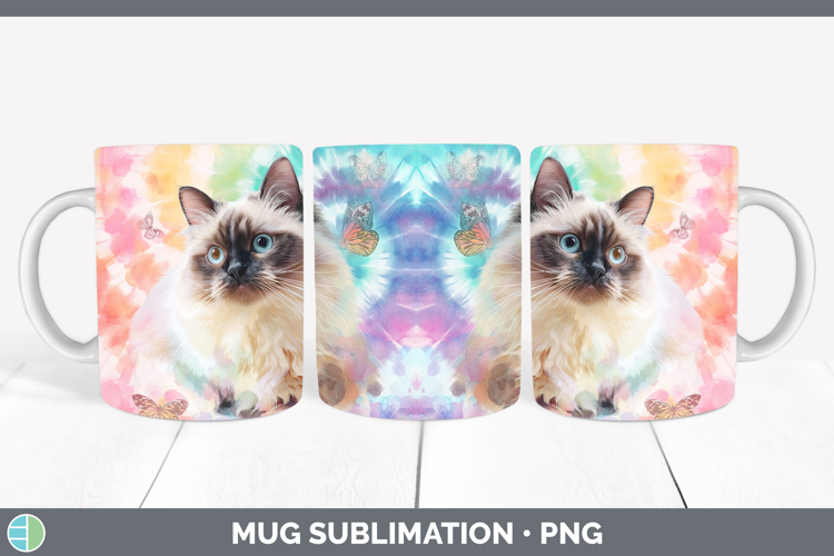 Birman Cats Tie Dye Mug Wrap Sublimation Design