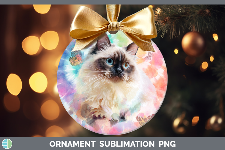 Birman Cats Tie Dye Ornament Sublimation Design