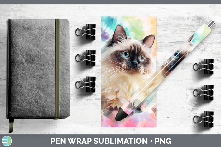 Birman Cats Tie Dye Pen Wrap Sublimation Design