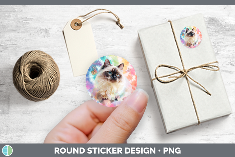 Birman Cats Tie Dye Stickers Design