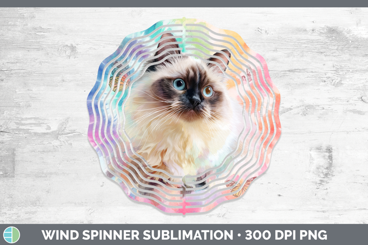 Birman Cats Tie Dye Wind Spinner Sublimation Design