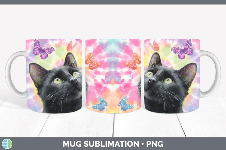 GorgeousCats Tie Dye Mug Wrap design.