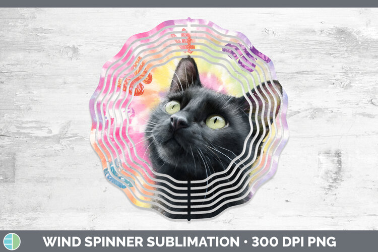 GorgeousCats Tie Dye Wind Spinner design.