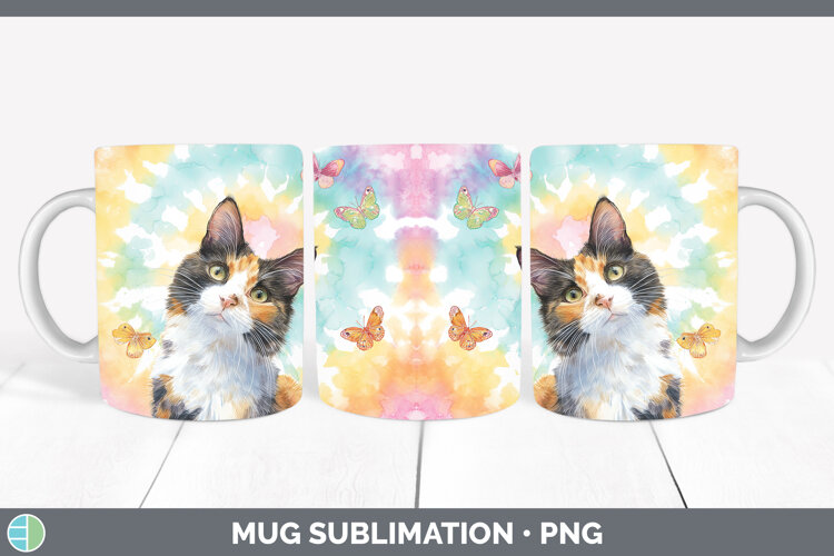 GorgeousCats Tie Dye Mug Wrap design.