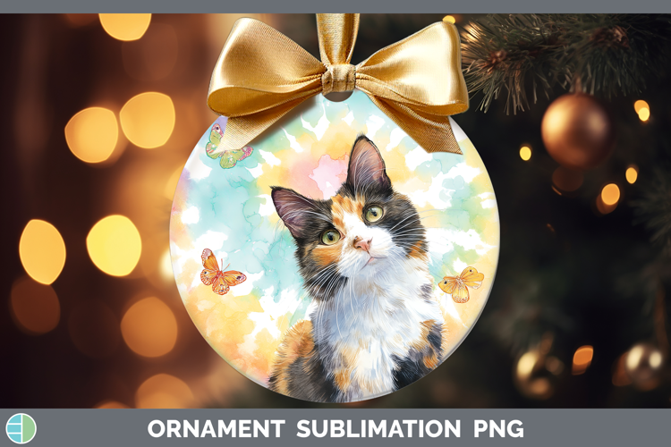 Calico Cats Tie Dye Ornament Sublimation Design