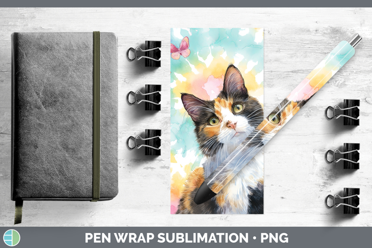 Calico Cats Tie Dye Pen Wrap Sublimation Design