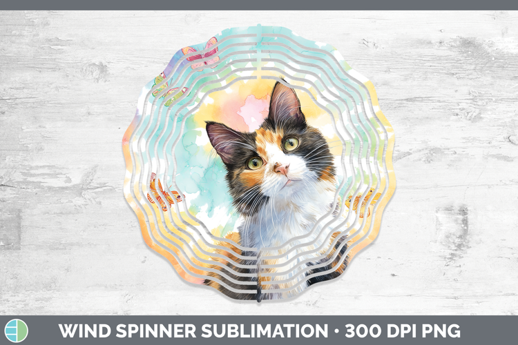 Calico Cats Tie Dye Wind Spinner Sublimation Design