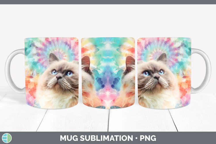 Himalayan Cats Tie Dye Mug Wrap Sublimation Design
