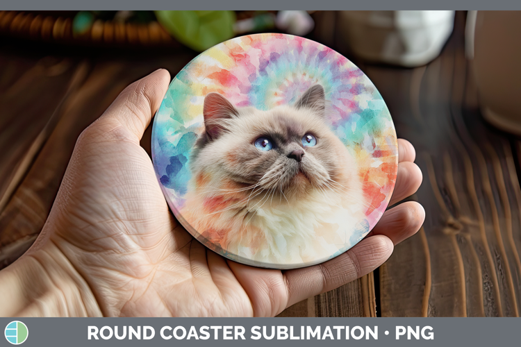 Himalayan Cats Tie Dye Round Coaster Sublimation Design