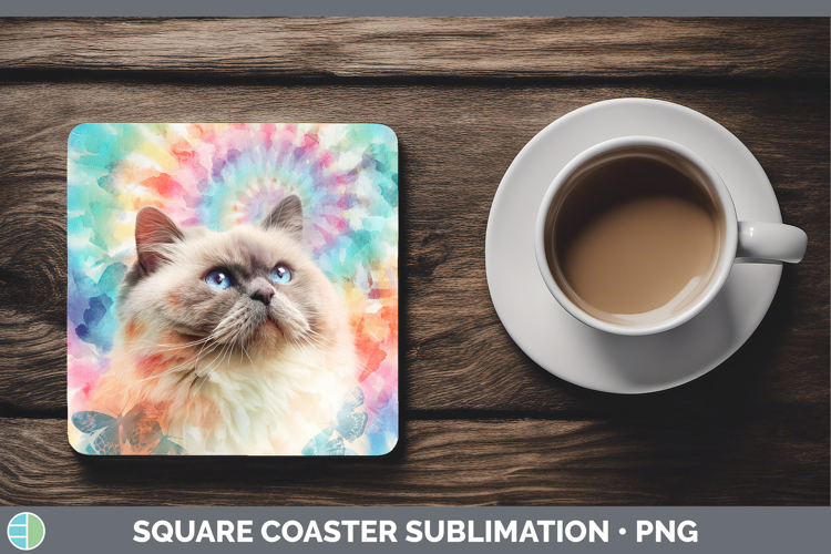 Himalayan Cats Tie Dye Square Coaster Sublimation Design