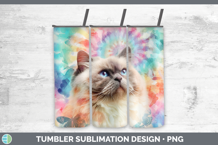 Himalayan Cats Tie Dye Tumbler Sublimation Design