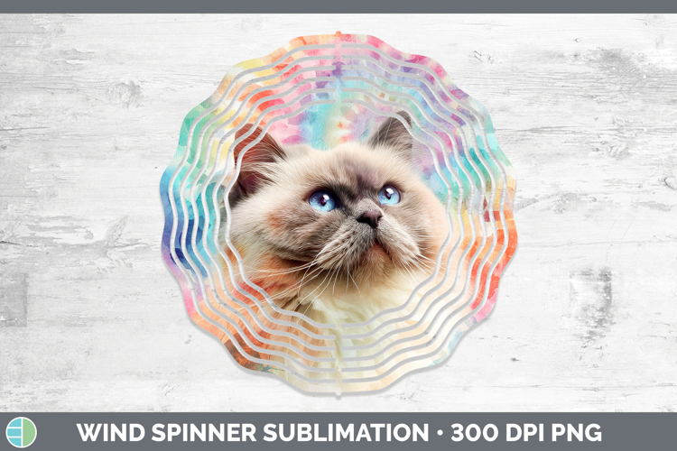 Himalayan Cats Tie Dye Wind Spinner Sublimation Design
