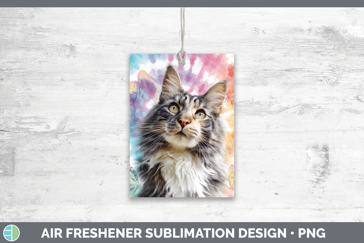 Maine Coon Cats Tie Dye Air Freshener Sublimation Design