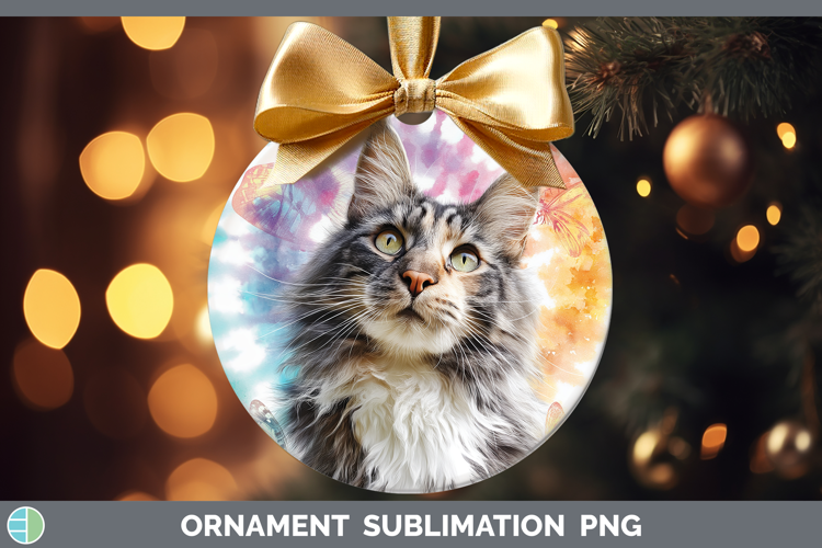 Maine Coon Cats Tie Dye Ornament Sublimation Design
