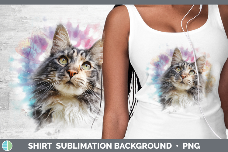 Maine Coon Cats Tie Dye Shirt Sublimation Design