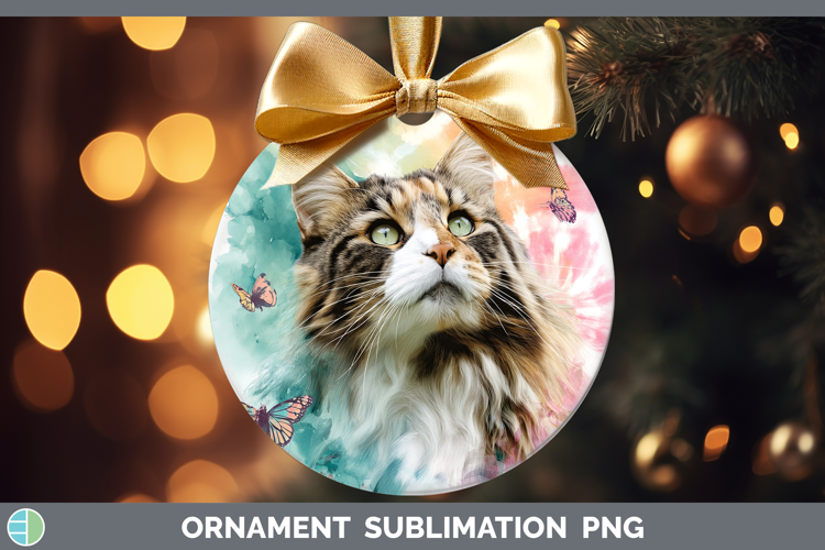 Norwegian Forest Cats Tie Dye Ornament Sublimation Design