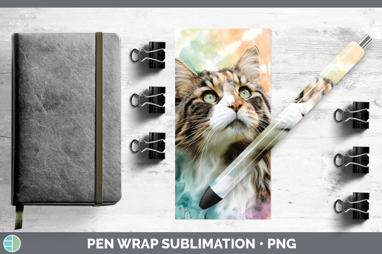 Norwegian Forest Cats Tie Dye Pen Wrap Sublimation Design
