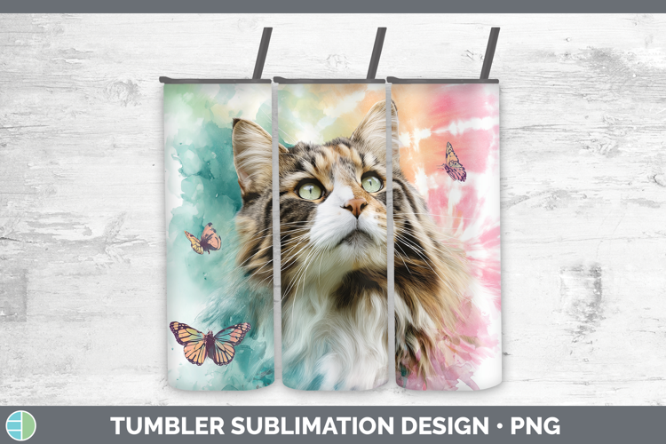 Norwegian Forest Cats Tie Dye Tumbler Sublimation Design
